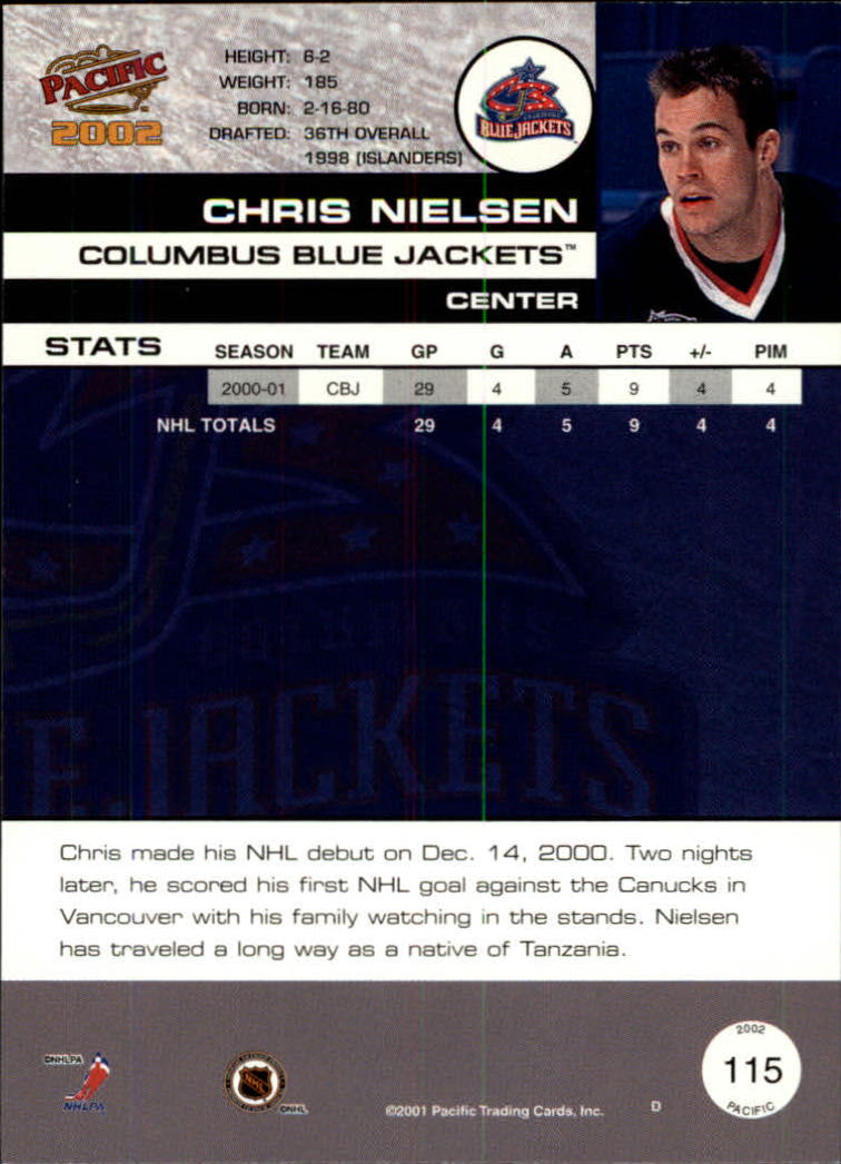 2001-02 Pacific #115 Chris Nielsen back image