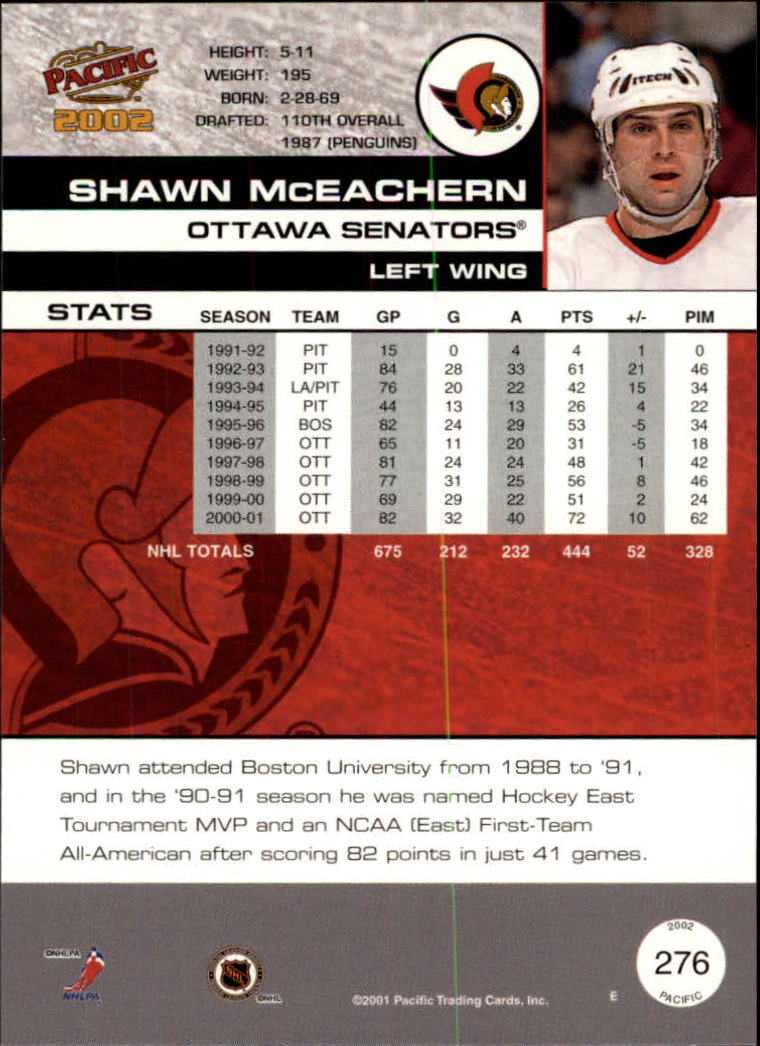 2001-02 Pacific #276 Shawn McEachern back image