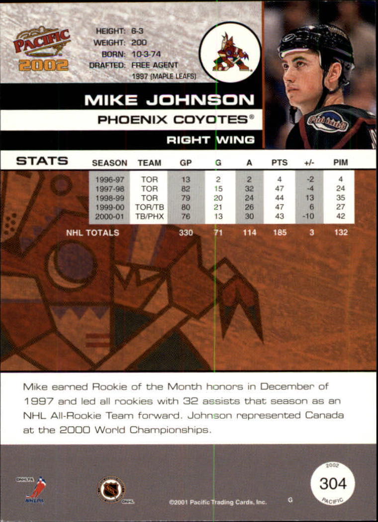 2001-02 Pacific #304 Mike Johnson back image