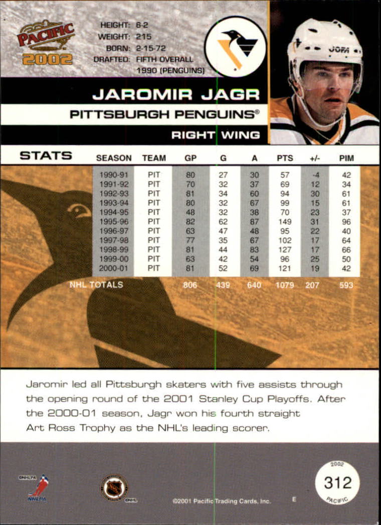 2001-02 Pacific #312 Jaromir Jagr back image