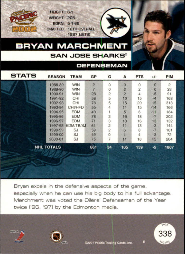 2001-02 Pacific #338 Bryan Marchment back image