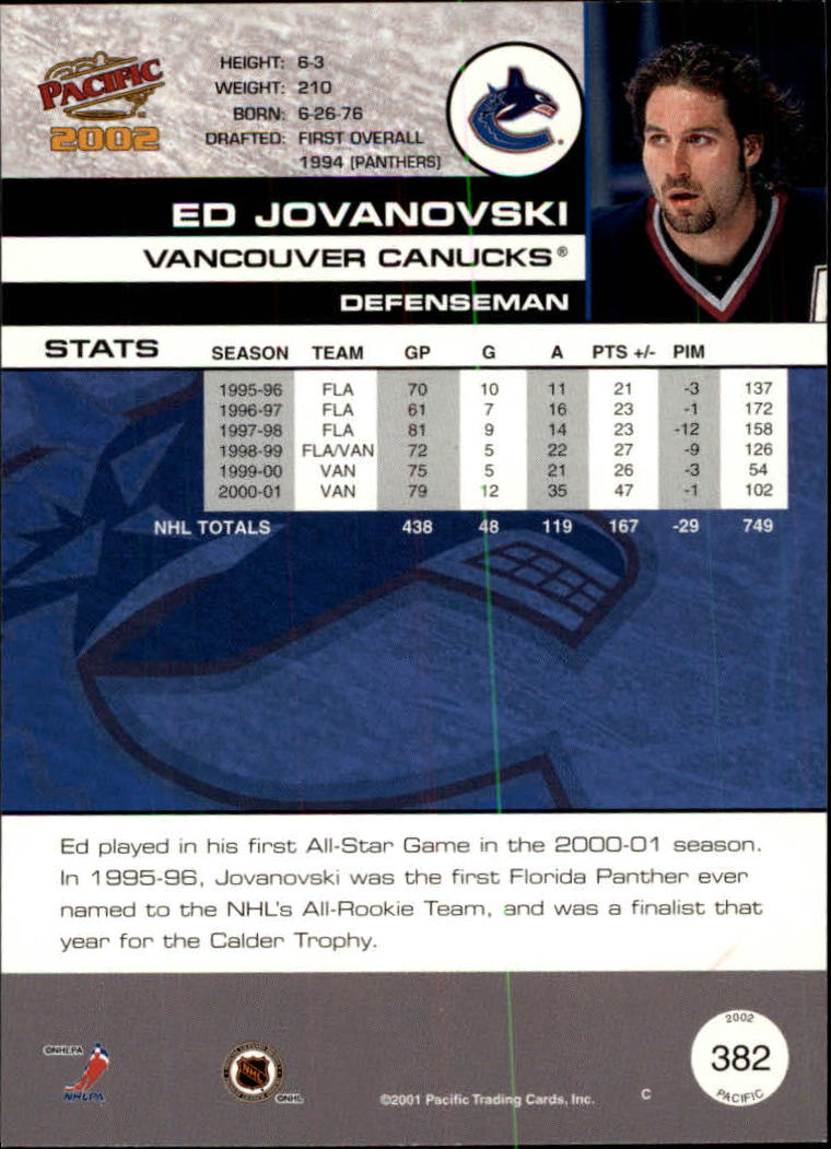 2001-02 Pacific #382 Ed Jovanovski back image