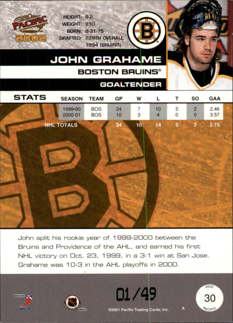 2001-02 Pacific Extreme LTD #30 John Grahame back image