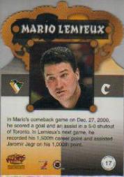 2001-02 Pacific Gold Crown Die-Cuts #17 Mario Lemieux back image