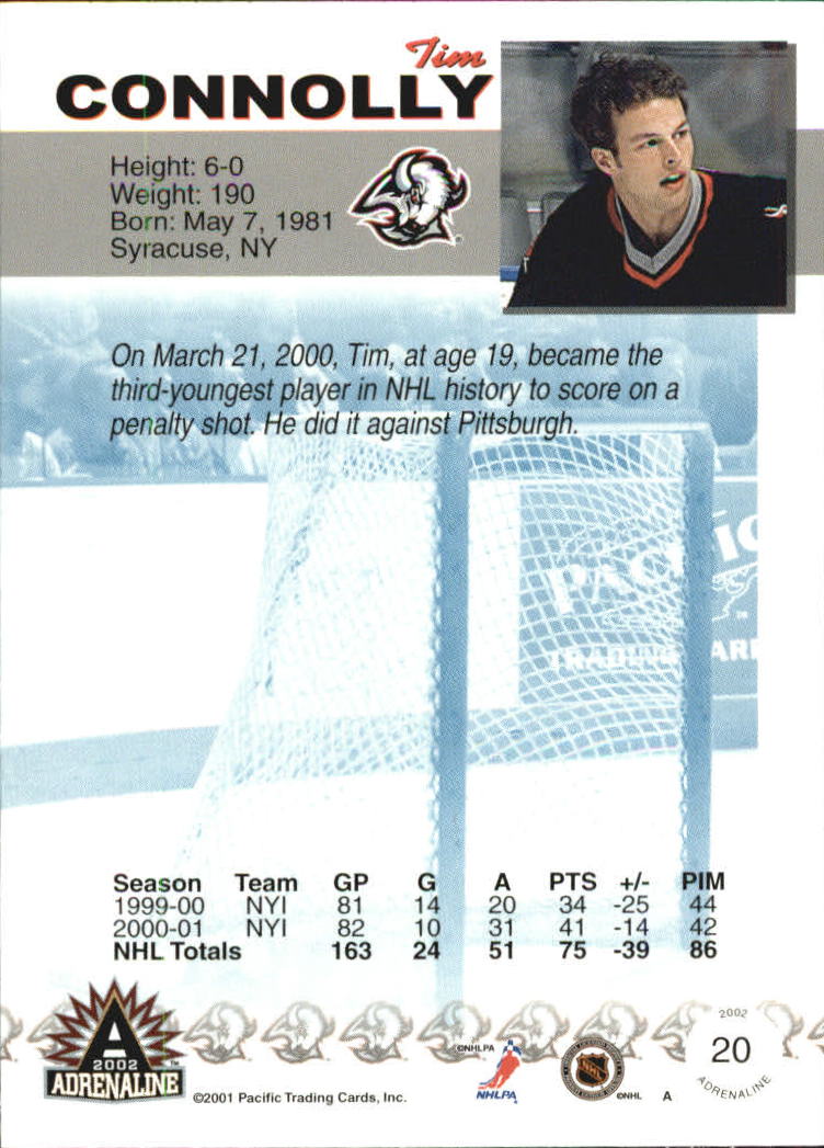 2001-02 Pacific Adrenaline Blue #20 Tim Connolly back image
