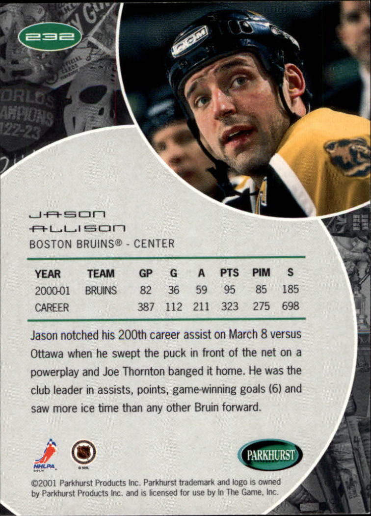 B2816- 2001-02 Parkhurst Hk Card #s 1-250 +Rookies -You Pick- 15+ FREE US SHIP - Picture 281 of 313