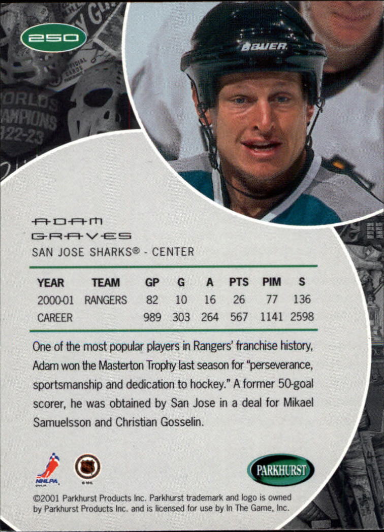 B2816- 2001-02 Parkhurst Hk Card #s 1-250 +Rookies -You Pick- 15+ FREE US SHIP - Picture 313 of 313