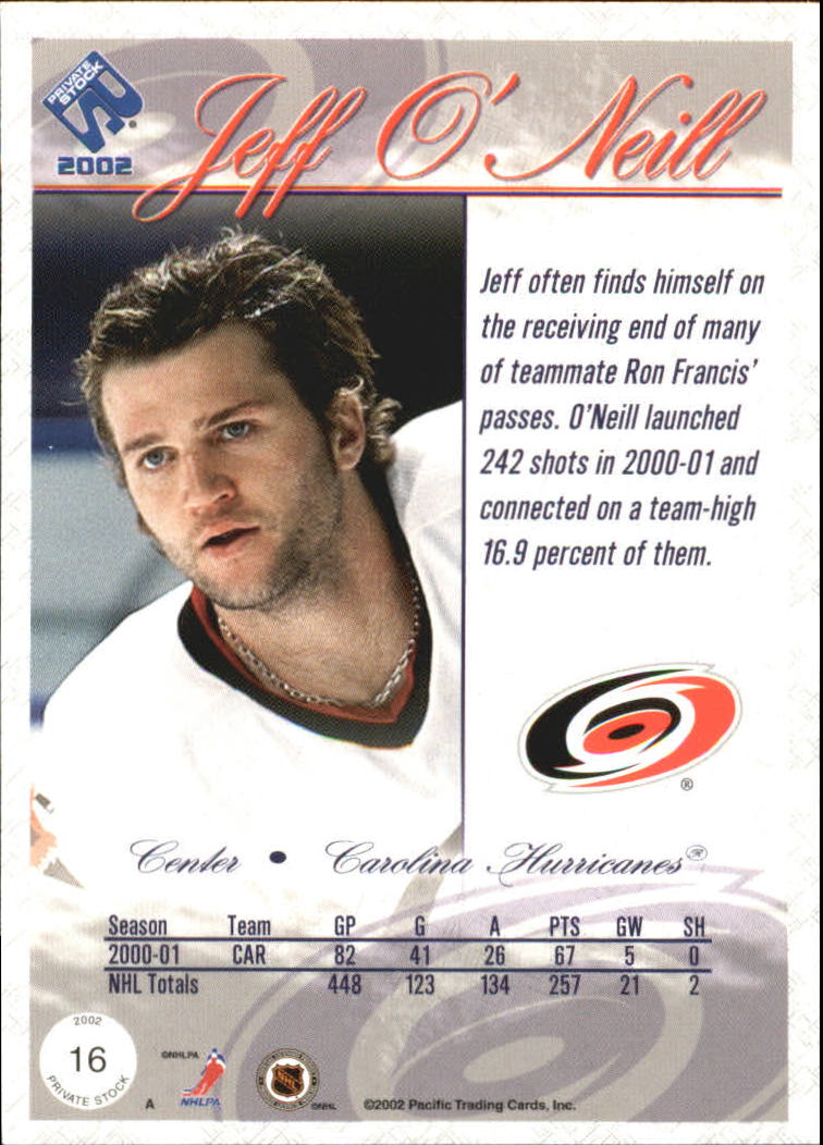 2001-02 Private Stock Gold #16 Jeff O'Neill back image