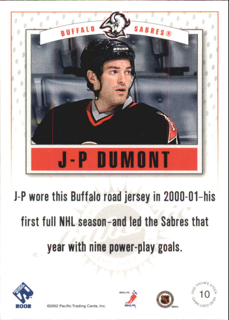 2001-02 Private Stock Game Gear #10 J-P Dumont back image