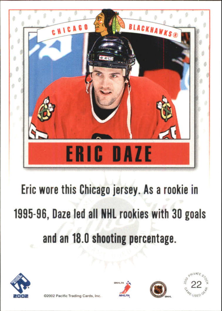 2001-02 Private Stock Game Gear #22 Eric Daze SP back image