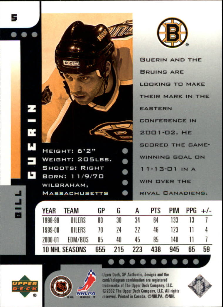 A3984- 2001-02 SP Authentic Hockey Card #s 1-180 -You Pick- 15+ FREE US SHIP