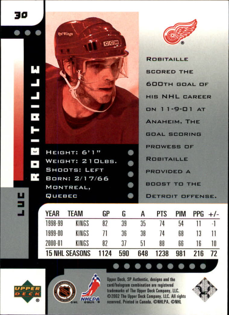 A3984- 2001-02 SP Authentic Hockey Card #s 1-180 -You Pick- 15+ FREE US SHIP