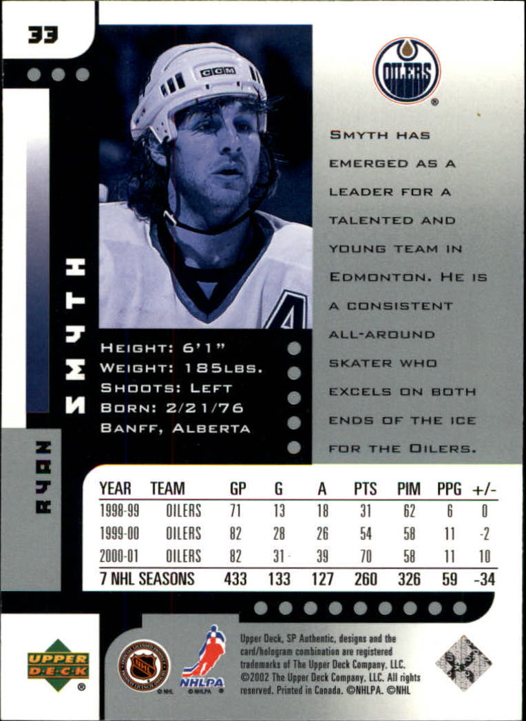 A3984- 2001-02 SP Authentic Hockey Card #s 1-180 -You Pick- 15+ FREE US SHIP