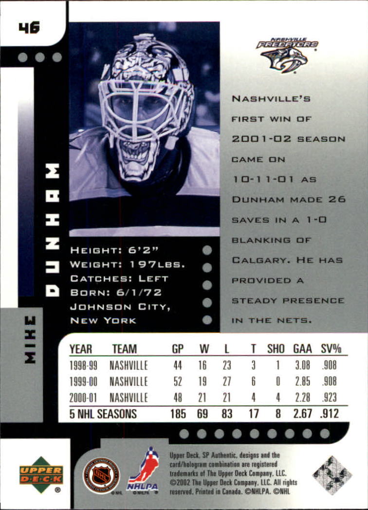 A3984- 2001-02 SP Authentic Hockey Card #s 1-180 -You Pick- 15+ FREE US SHIP