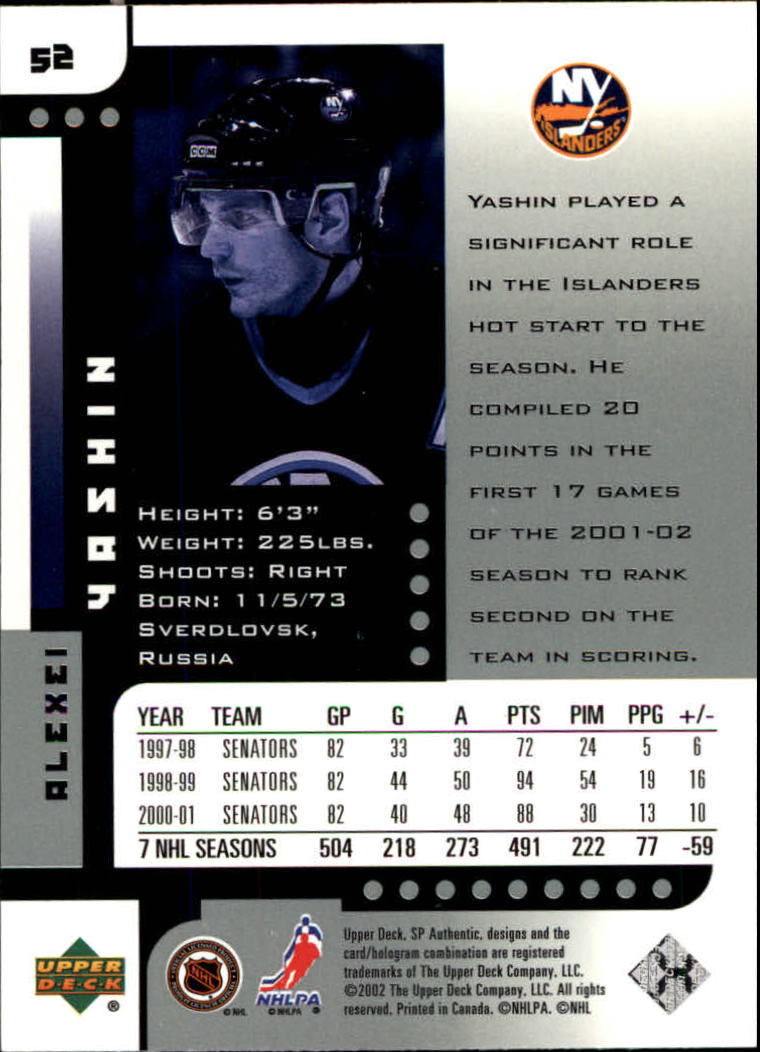 A3984- 2001-02 SP Authentic Hockey Card #s 1-180 -You Pick- 15+ FREE US SHIP