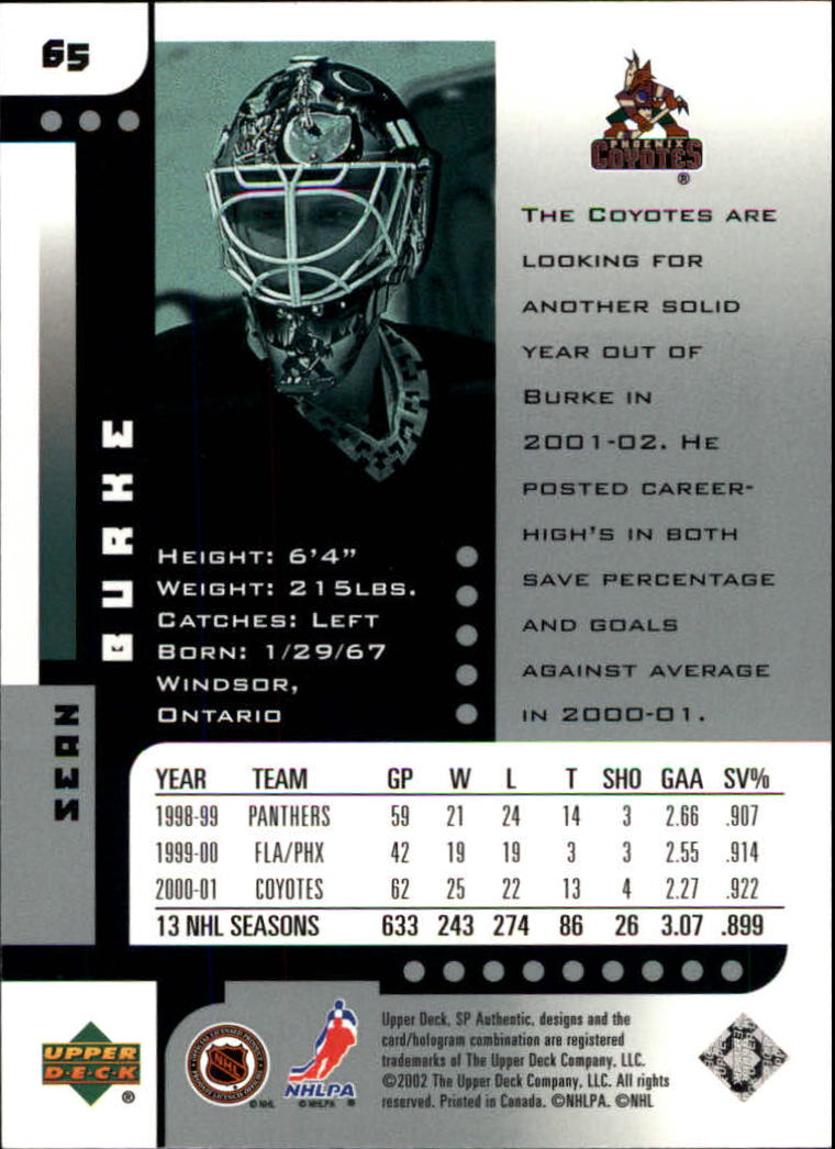 A3984- 2001-02 SP Authentic Hockey Card #s 1-180 -You Pick- 15+ FREE US SHIP