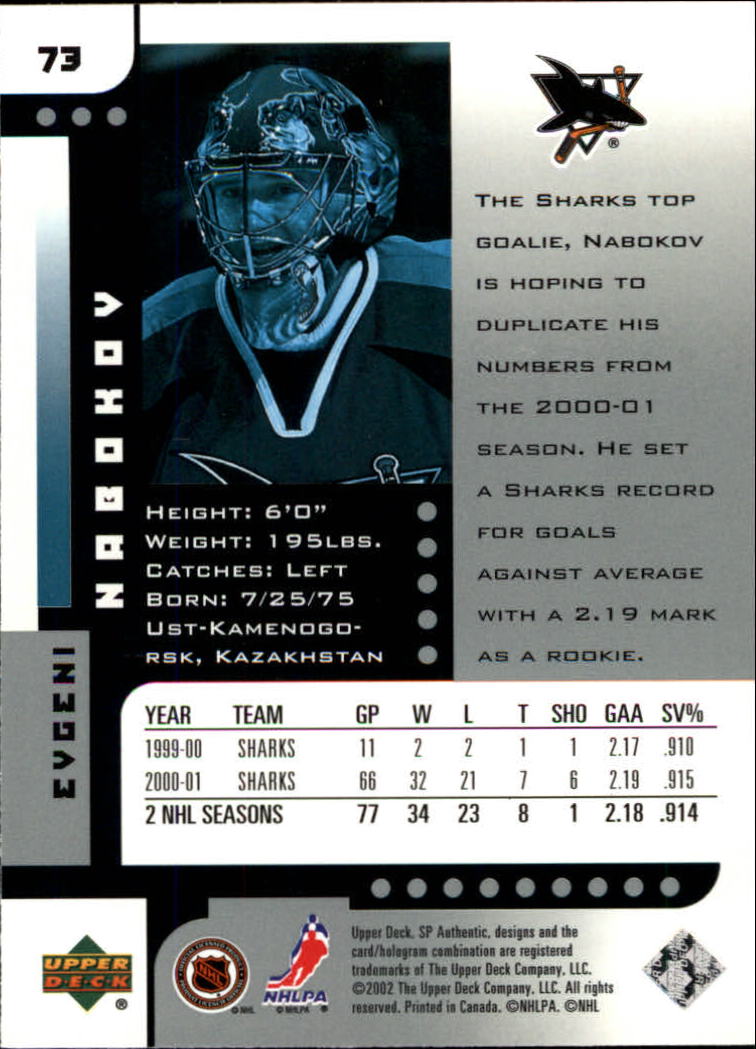 A3984- 2001-02 SP Authentic Hockey Card #s 1-180 -You Pick- 15+ FREE US SHIP