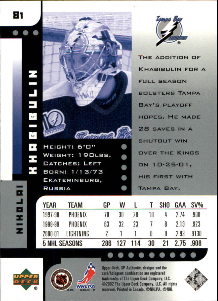 A3984- 2001-02 SP Authentic Hockey Card #s 1-180 -You Pick- 15+ FREE US SHIP