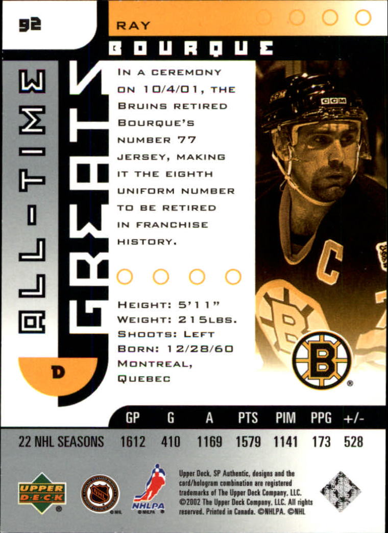 A3984- 2001-02 SP Authentic Hockey Card #s 1-180 -You Pick- 15+ FREE US SHIP - Picture 183 of 283