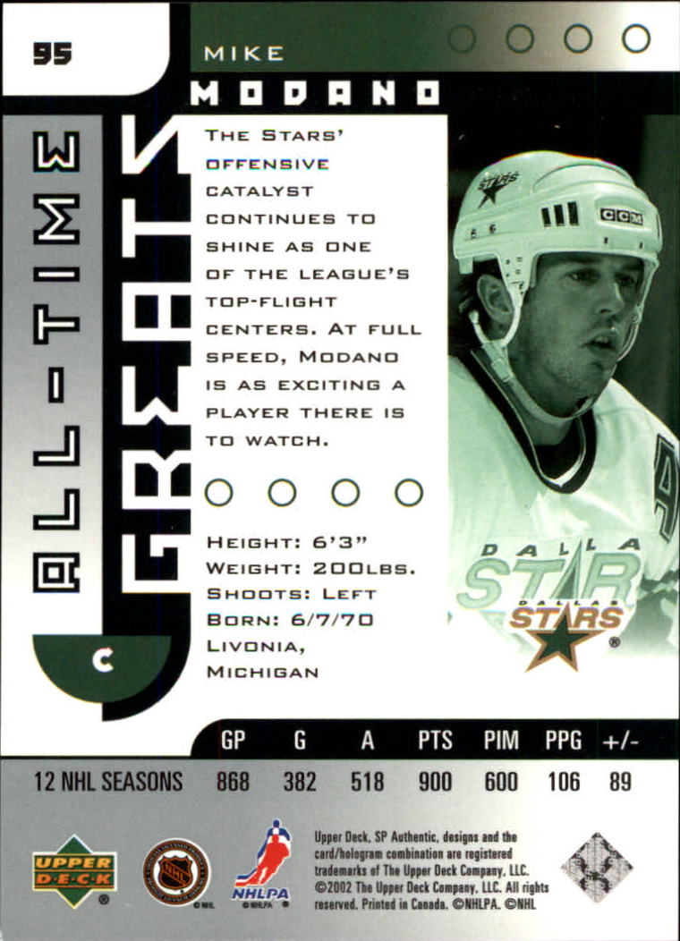 A3984- 2001-02 SP Authentic Hockey Card #s 1-180 -You Pick- 15+ FREE US SHIP - Picture 189 of 283