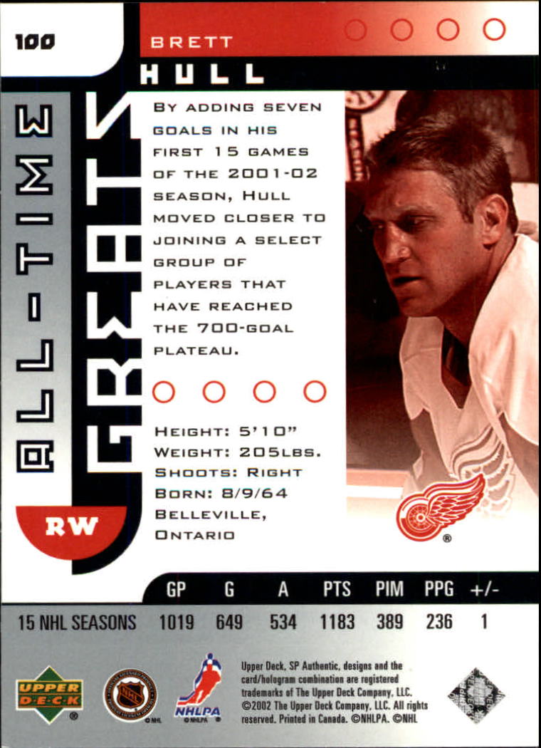 A3984- 2001-02 SP Authentic Hockey Card #s 1-180 -You Pick- 15+ FREE US SHIP - Picture 199 of 283