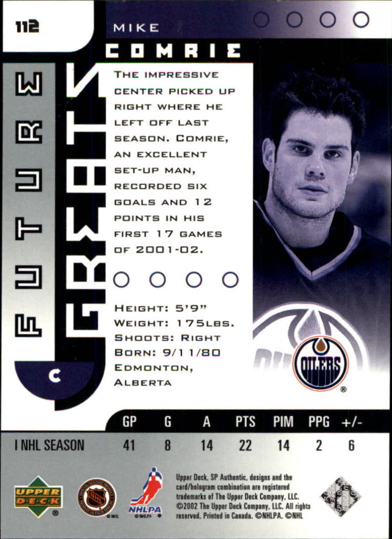 A3984- 2001-02 SP Authentic Hockey Card #s 1-180 -You Pick- 15+ FREE US SHIP - Picture 223 of 283
