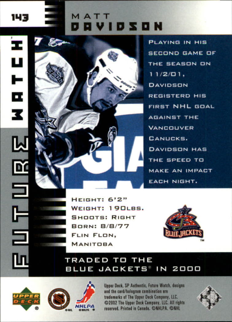 A3984- 2001-02 SP Authentic Hockey Card #s 1-180 -You Pick- 15+ FREE US SHIP - Picture 269 of 283
