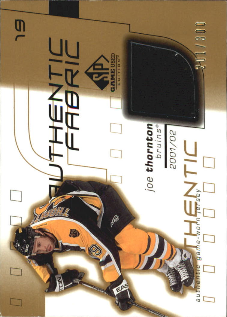2001-02 SP Game Used Authentic Fabric Gold #AFJT Joe Thornton