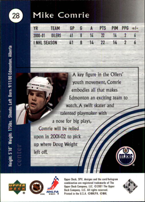 2001-02 SPx #28 Mike Comrie back image