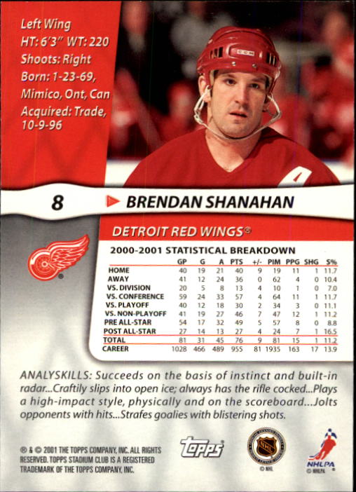 2001-02 Stadium Club #8 Brendan Shanahan back image