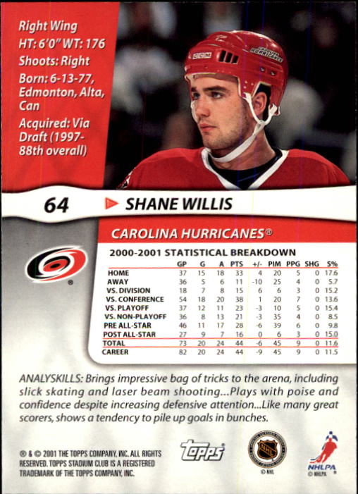 2001-02 Stadium Club #64 Shane Willis back image