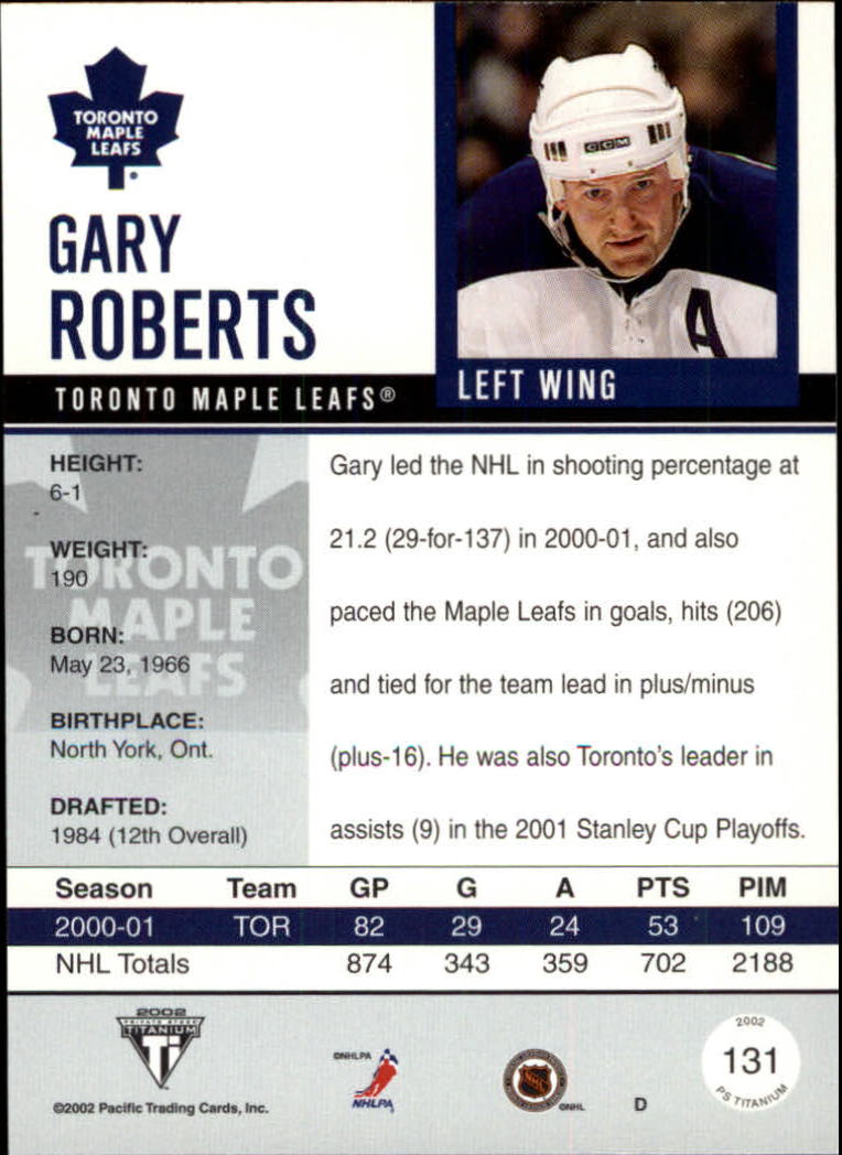 2001-02 Titanium #131 Gary Roberts back image