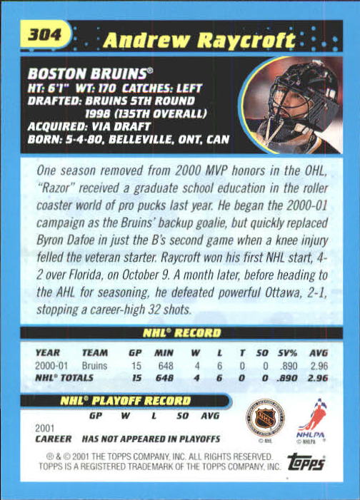 A6631- 2001-02 Topps Hockey Cards 201-330 +Inserts -You Pick- 15+ FREE US SHIP - Picture 191 of 321