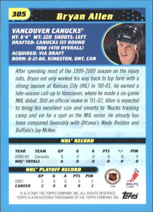 A6631- 2001-02 Topps Hockey Cards 201-330 +Inserts -You Pick- 15+ FREE US SHIP - Picture 193 of 321
