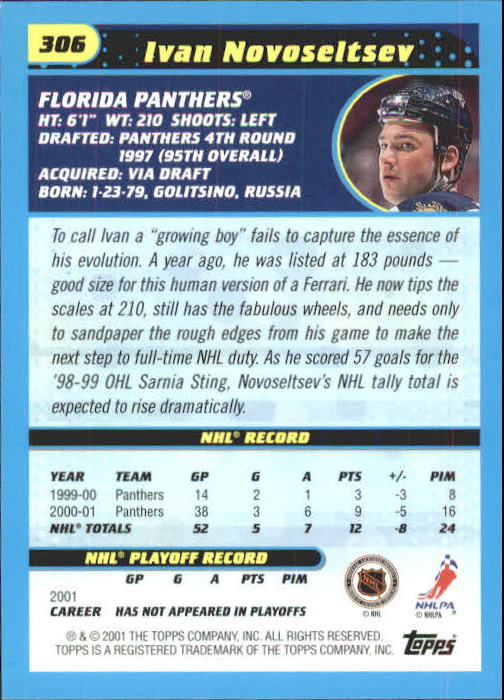 A6631- 2001-02 Topps Hockey Cards 201-330 +Inserts -You Pick- 15+ FREE US SHIP - Picture 195 of 321