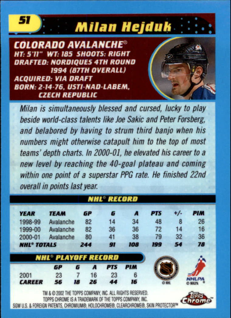 B1371-2001-02 Topps Chrome HK #S 1-182 + Rookies - Sie wählen aus- 15+ KOSTENLOSER US-VERSAND - Bild 101 von 362
