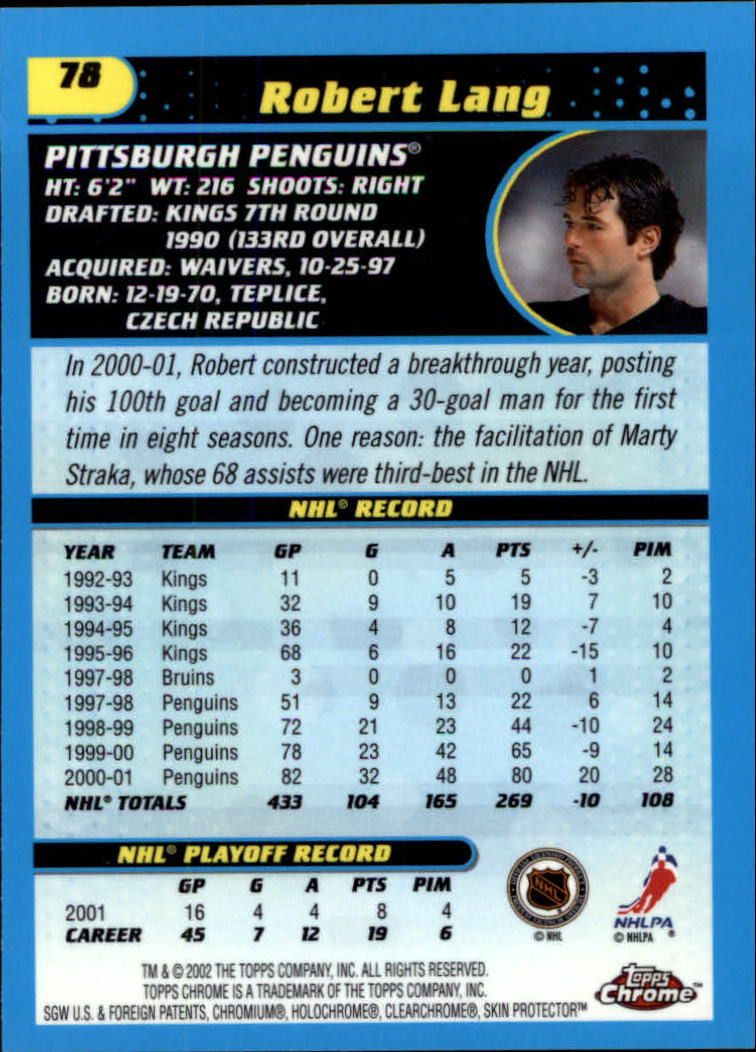 B1371-2001-02 Topps Chrome HK #S 1-182 + Rookies - Sie wählen aus- 15+ KOSTENLOSER US-VERSAND - Bild 155 von 362