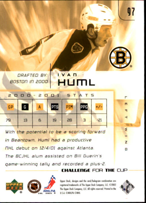 2001-02 UD Challenge for the Cup #97 Ivan Huml RC back image