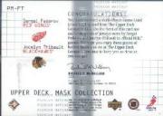 2001-02 UD Mask Collection Dual Jerseys #PMFT Sergei Fedorov/Jocelyn Thibault back image