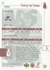 2001-02 UD Stanley Cup Champs #38 Patrick Roy back image