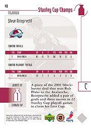 2001-02 UD Stanley Cup Champs #40 Steven Reinprecht back image