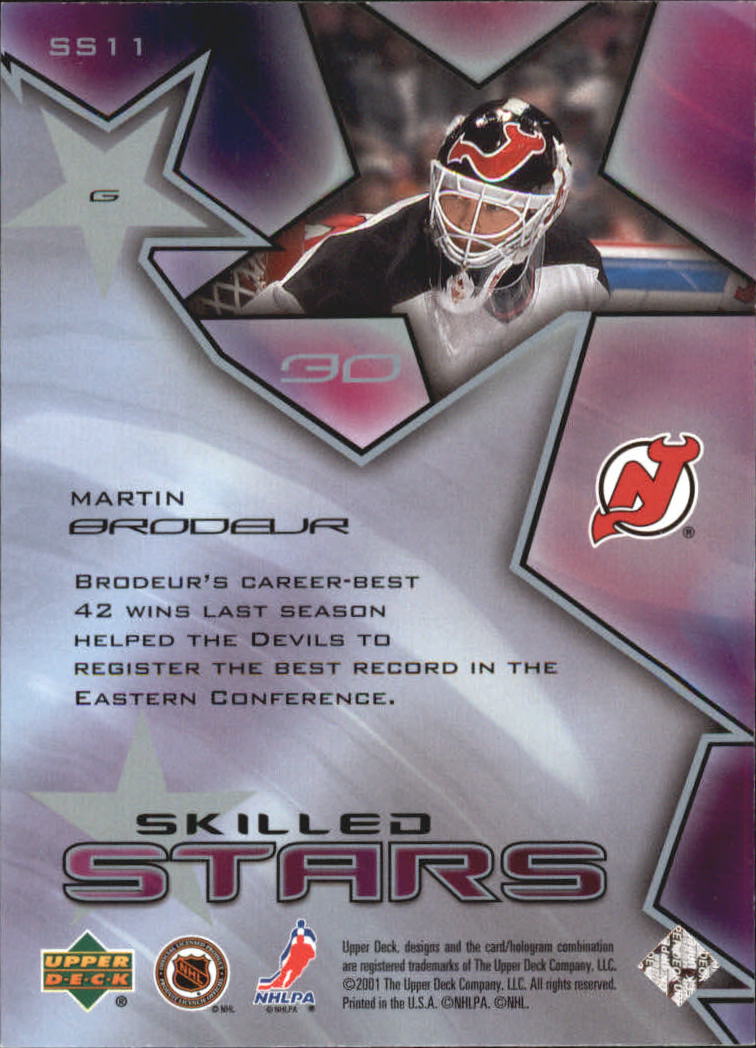 2001-02 Upper Deck Skilled Stars #SS11 Martin Brodeur back image