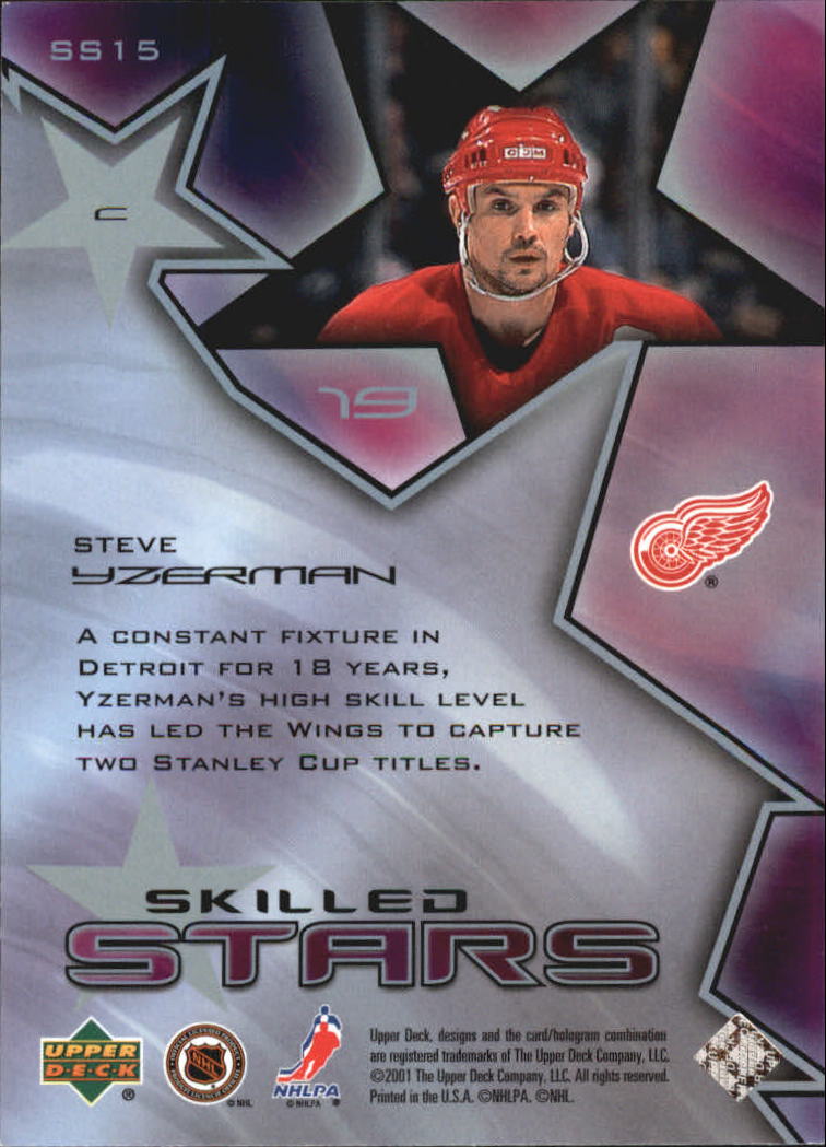 2001-02 Upper Deck Skilled Stars #SS15 Steve Yzerman back image