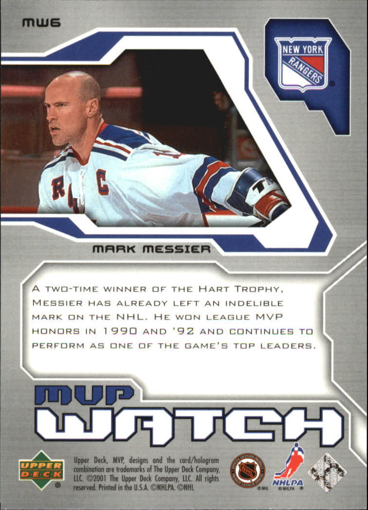 2001-02 Upper Deck MVP Watch #MW6 Mark Messier back image