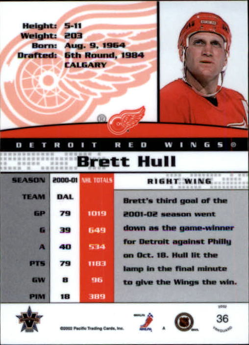 2001-02 Vanguard #36 Brett Hull back image