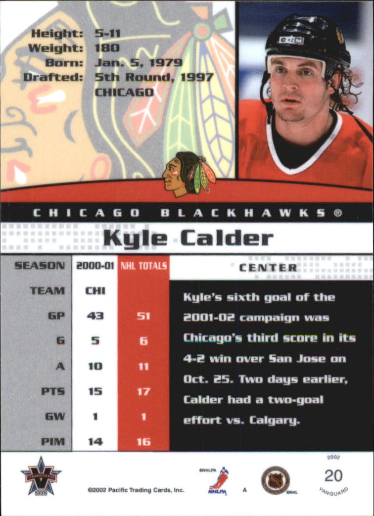 2001-02 Vanguard Premiere Date #20 Kyle Calder back image