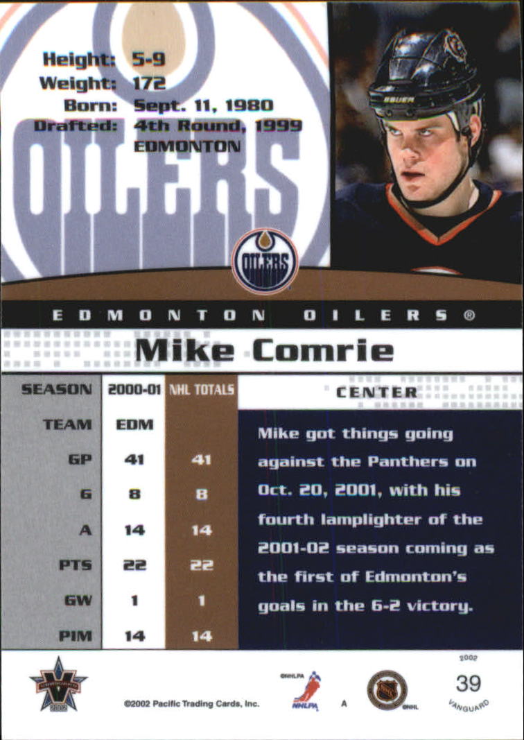 2001-02 Vanguard Premiere Date #39 Mike Comrie back image