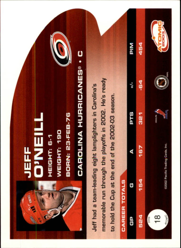 2002-03 Atomic Hobby Parallel #18 Jeff O'Neill back image