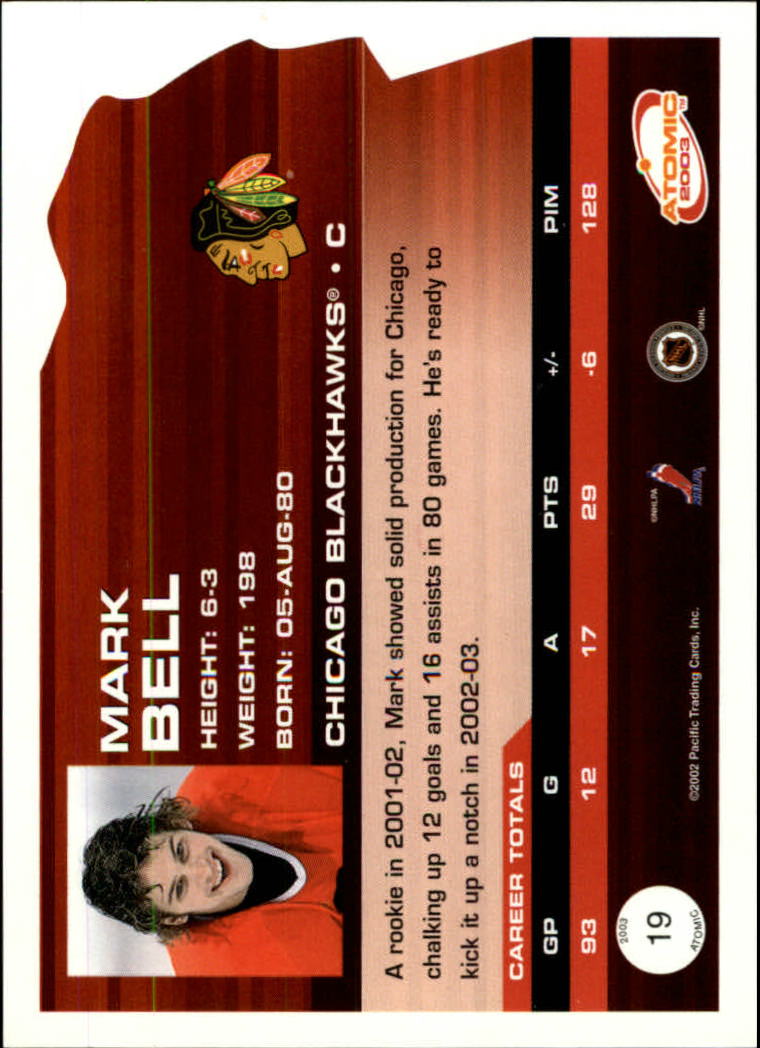 2002-03 Atomic Hobby Parallel #19 Mark Bell back image