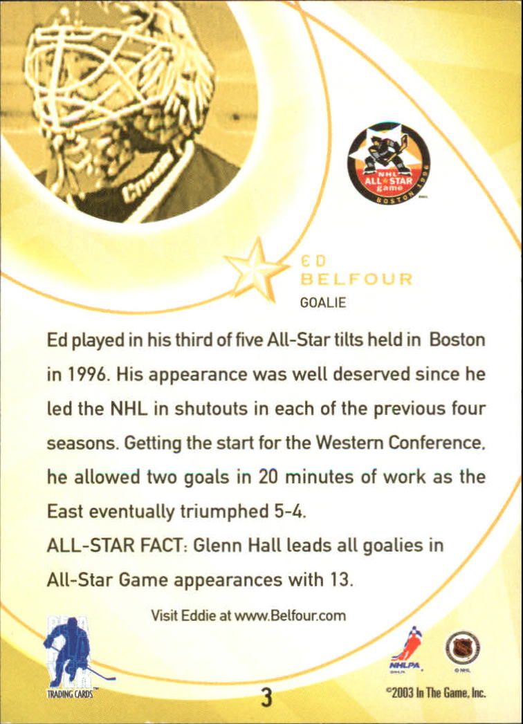 2002-03 BAP All-Star Edition #3 Ed Belfour back image